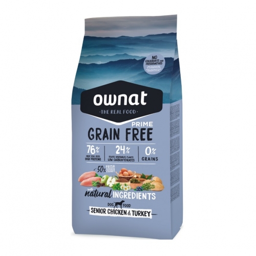 OWNAT GRAIN FREE PRIME SENIOR CHICKEN&TURKEY 12KG